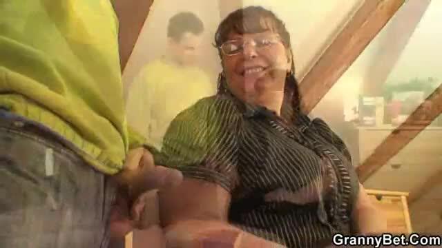 Grandma enjoys big cock in her old holes
